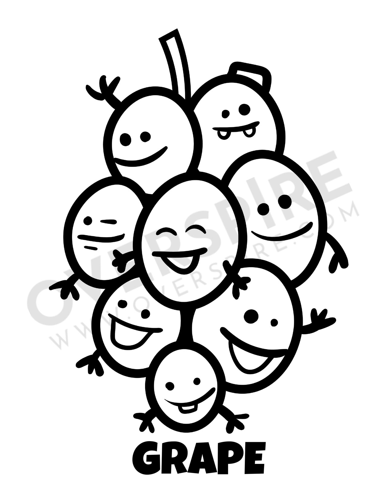 cartoony grapes drawing